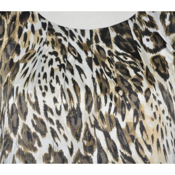 Chico's Ladies XL 16 Brown Mixed Animal Print Sleeveless Blouse Pleated Collar - Picture 3 of 10